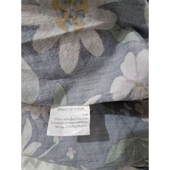 Womens XL  tiered Prairie Ditsy Floral Gray dress Pockets Boho Peasant Coastal - Picture 6 of 8